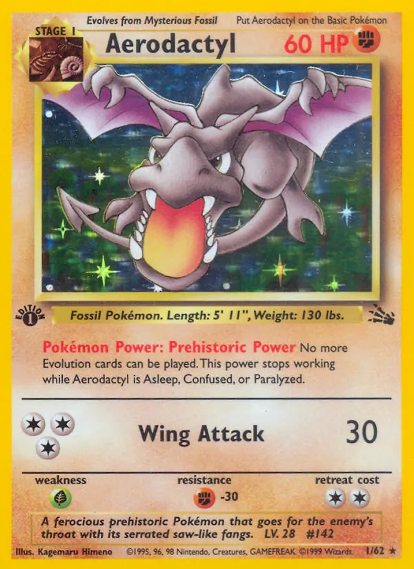 Carta Aerodactyl, número 1/62 da coleção Fóssil
