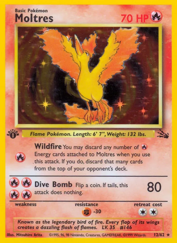 Carta Moltres, número 12/62 da coleção Fóssil
