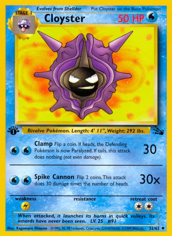 Carta Cloyster, número 32/62 da coleção Fóssil