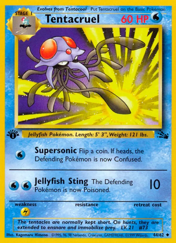 Carta Tentacruel, número 44/62 da coleção Fóssil