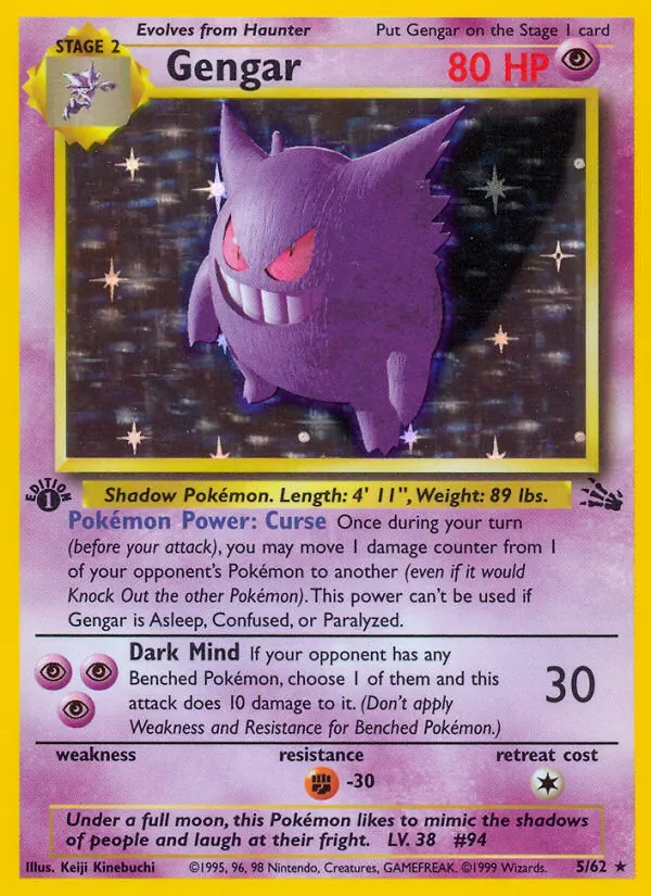 Carta Gengar, número 5/62 da coleção Fóssil
