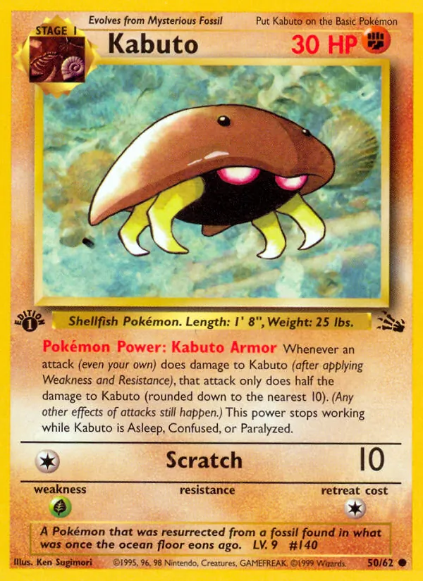 Carta Kabuto, número 50/62 da coleção Fóssil