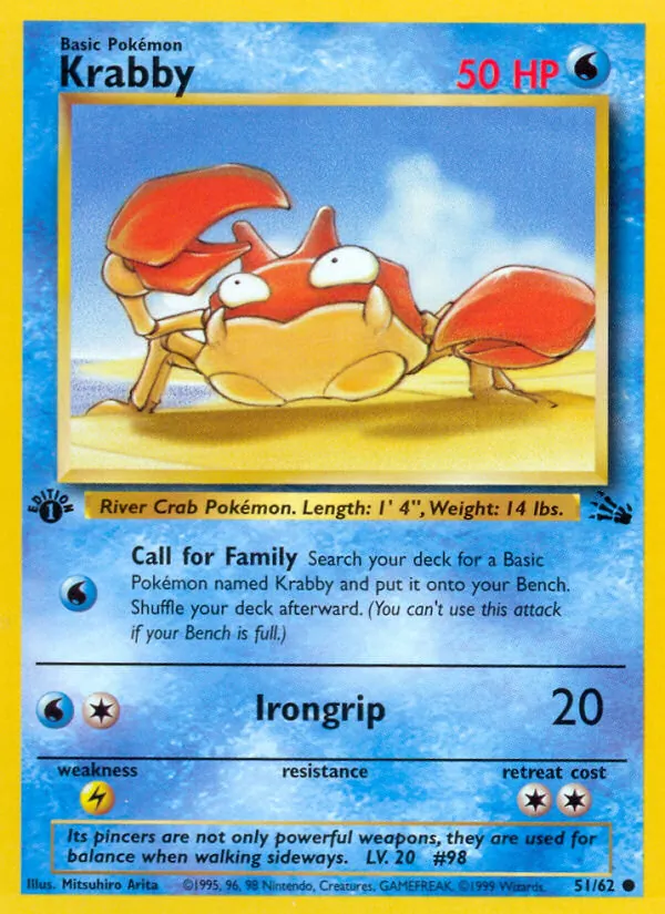 Carta Krabby, número 51/62 da coleção Fóssil