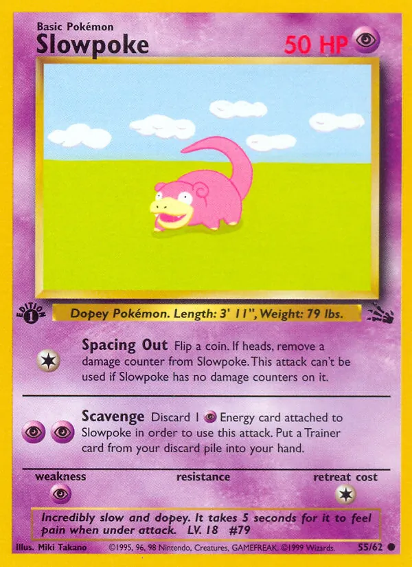 Carta Slowpoke, número 55/62 da coleção Fóssil
