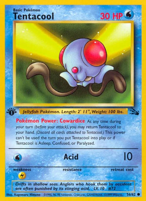 Carta Tentacool, número 56/62 da coleção Fóssil