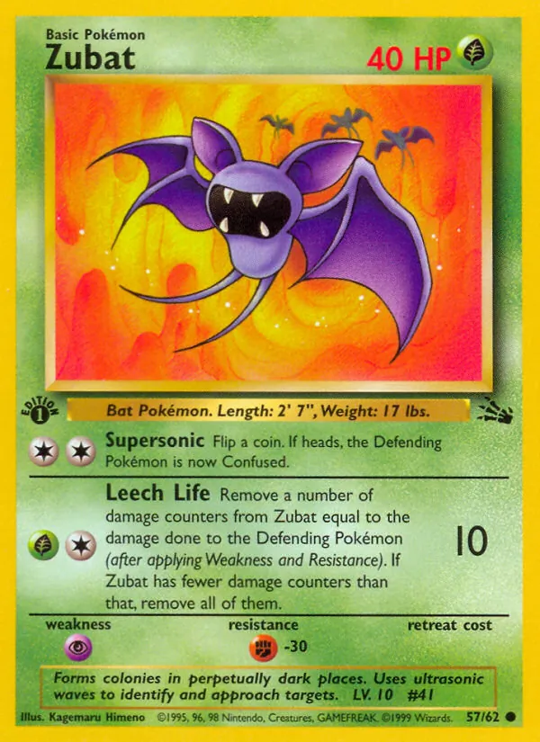 Carta Zubat, número 57/62 da coleção Fóssil