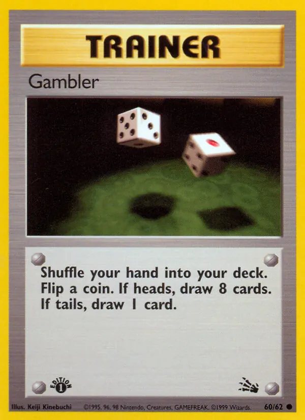 Carta Gambler, número 60/62 da coleção Fóssil