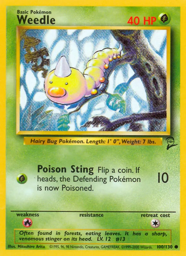 Carta Weedle, número 100/130 da coleção Base Set 2