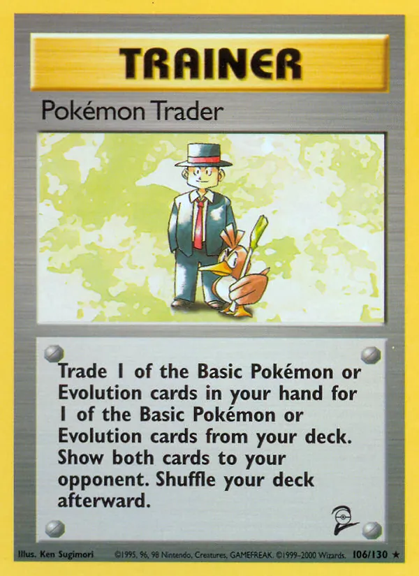 Carta Pokémon Trader, número 106/130 da coleção Base Set 2