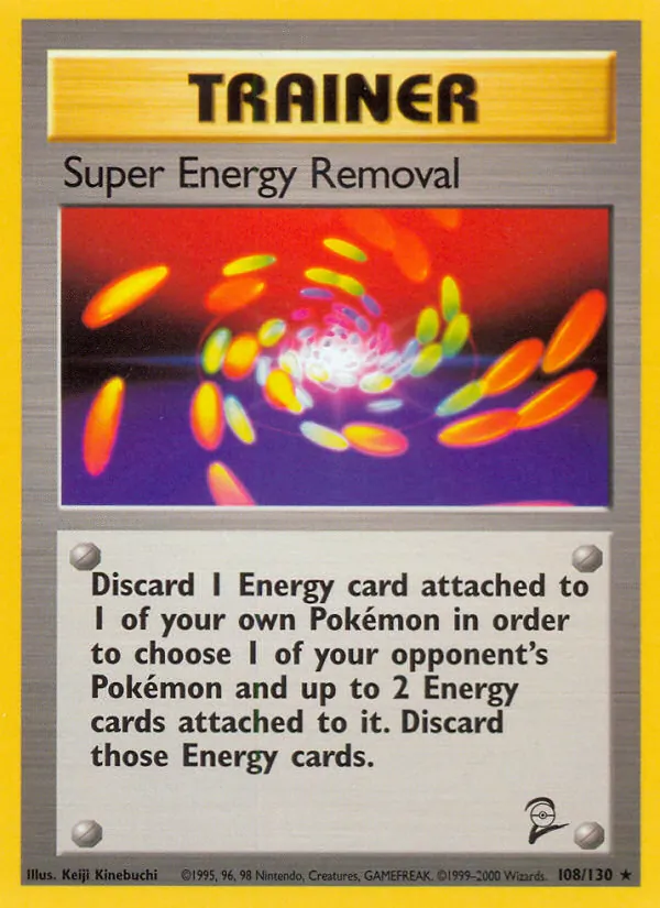 Carta Super Energy Removal, número 108/130 da coleção Base Set 2