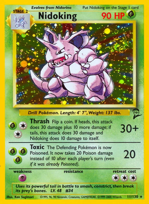 Carta Nidoking, número 11/130 da coleção Base Set 2