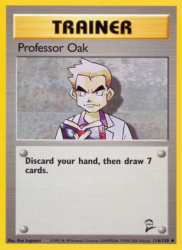Carta Professor Oak, número 116/130 da coleção Base Set 2