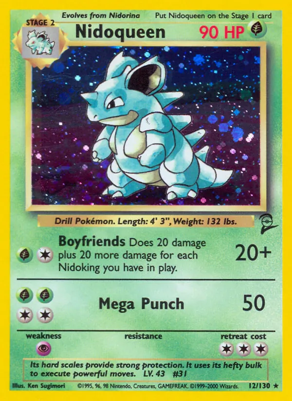 Carta Nidoqueen, número 12/130 da coleção Base Set 2