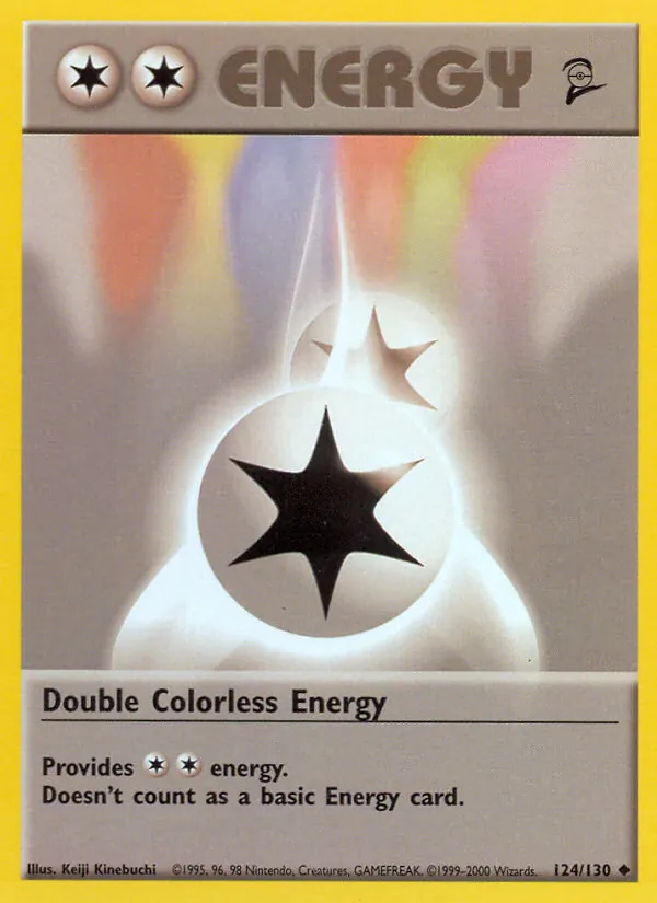 Carta Double Colorless Energy, número 124/130 da coleção Base Set 2