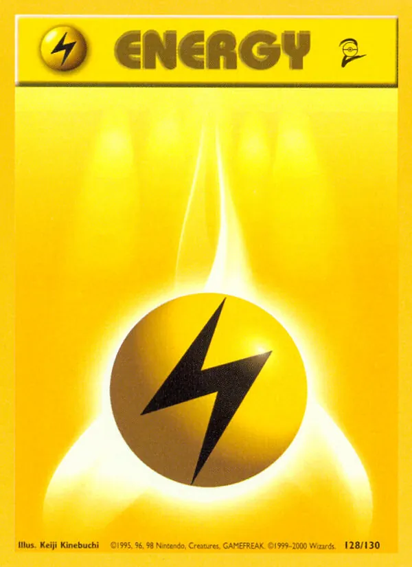 Carta Lightning Energy, número 128/130 da coleção Base Set 2