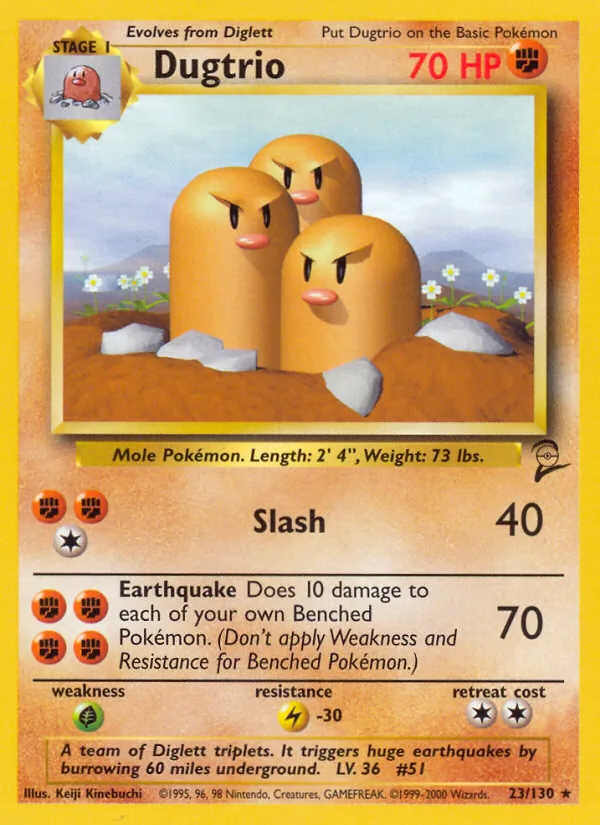 Carta Dugtrio, número 23/130 da coleção Base Set 2