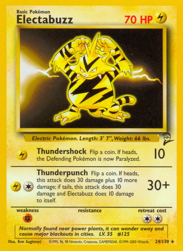 Carta Electabuzz, número 24/130 da coleção Base Set 2