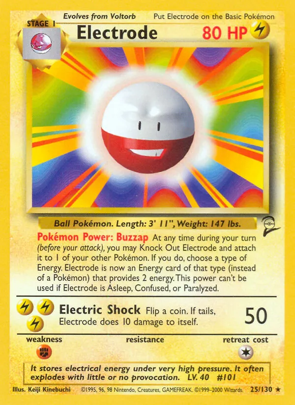 Carta Electrode, número 25/130 da coleção Base Set 2