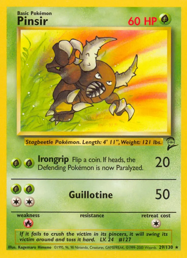 Carta Pinsir, número 29/130 da coleção Base Set 2