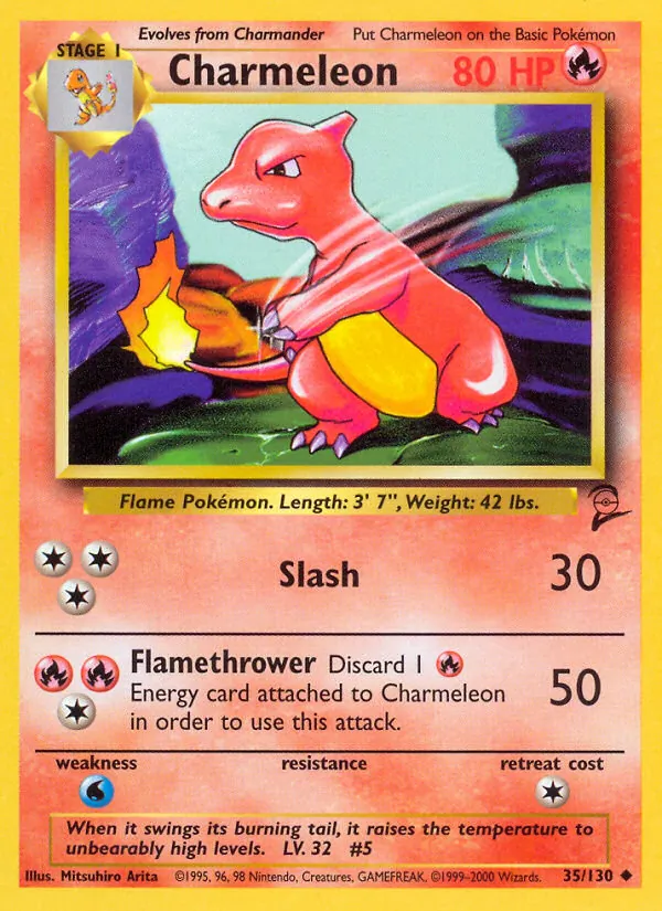 Carta Charmeleon, número 35/130 da coleção Base Set 2