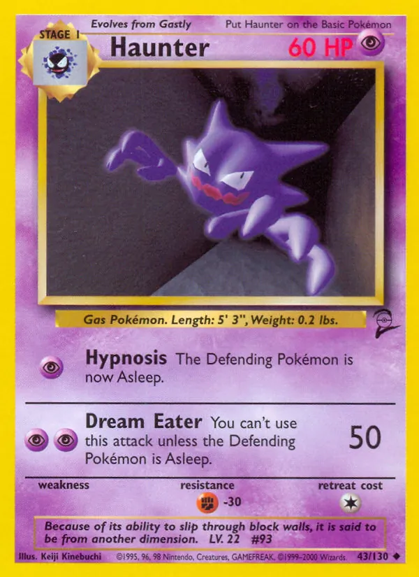 Carta Haunter, número 43/130 da coleção Base Set 2