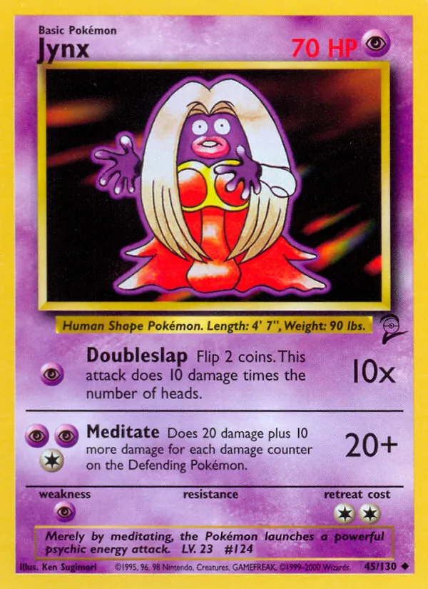 Carta Jynx, número 45/130 da coleção Base Set 2