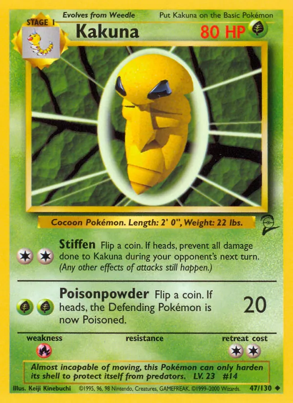 Carta Kakuna, número 47/130 da coleção Base Set 2