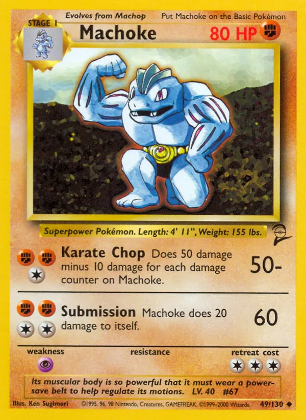 Carta Machoke, número 49/130 da coleção Base Set 2