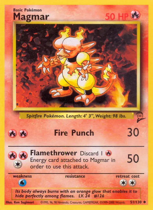 Carta Magmar, número 51/130 da coleção Base Set 2