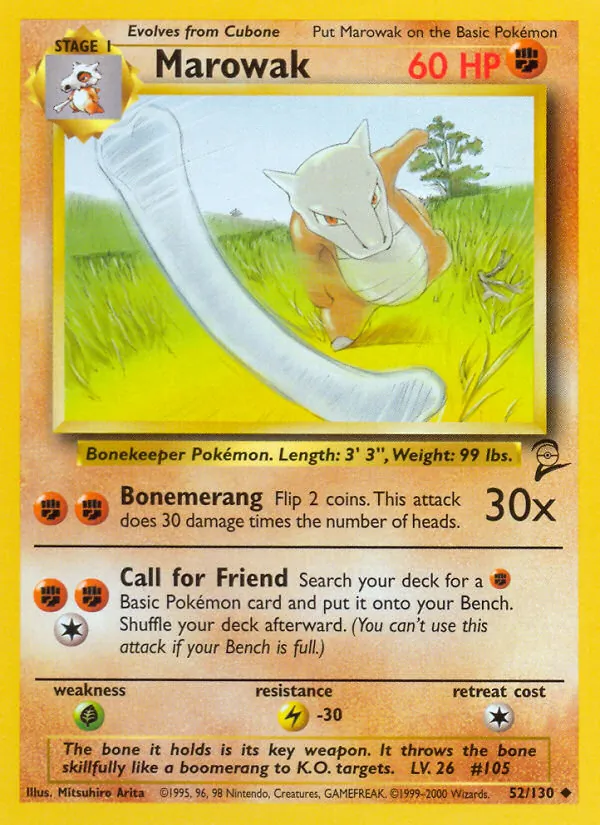 Carta Marowak, número 52/130 da coleção Base Set 2