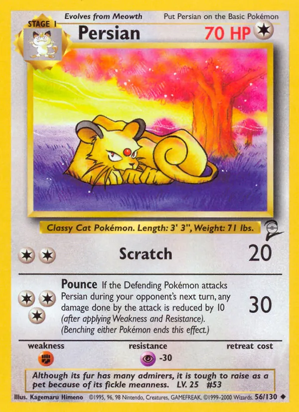 Carta Persian, número 56/130 da coleção Base Set 2