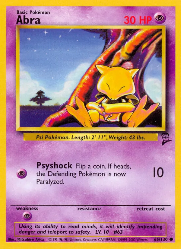 Carta Abra, número 65/130 da coleção Base Set 2