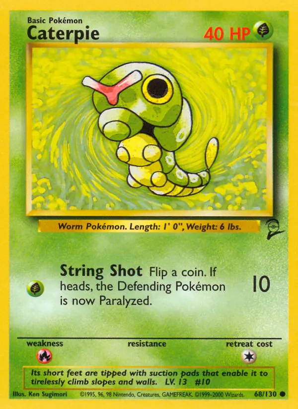 Carta Caterpie, número 68/130 da coleção Base Set 2