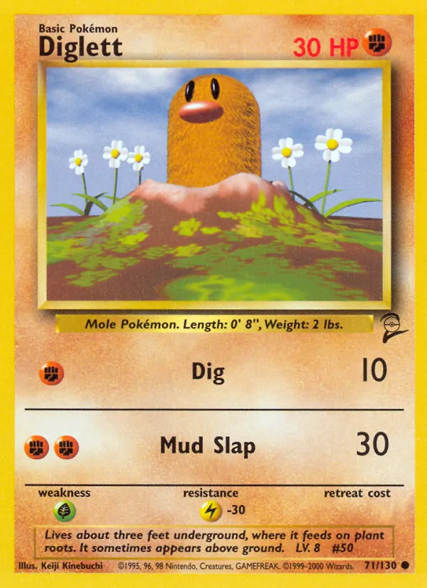 Carta Diglett, número 71/130 da coleção Base Set 2