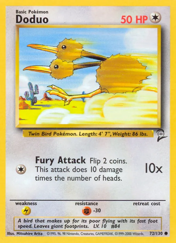 Carta Doduo, número 72/130 da coleção Base Set 2