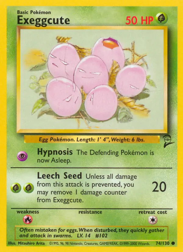 Carta Exeggcute, número 74/130 da coleção Base Set 2