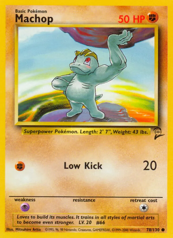 Carta Machop, número 78/130 da coleção Base Set 2