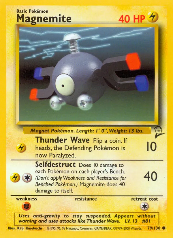 Carta Magnemite, número 79/130 da coleção Base Set 2