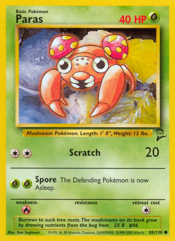 Carta Paras, número 85/130 da coleção Base Set 2
