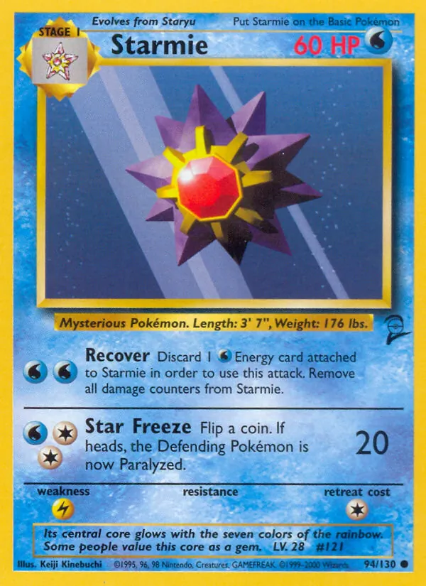 Carta Starmie, número 94/130 da coleção Base Set 2