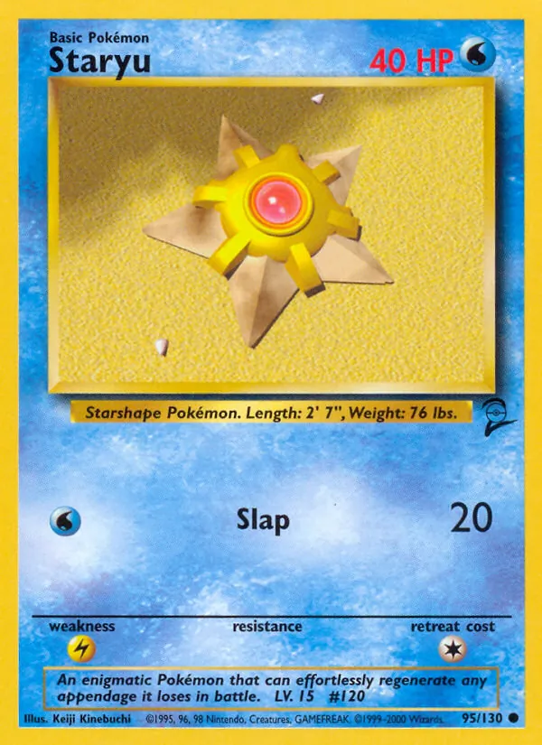 Carta Staryu, número 95/130 da coleção Base Set 2