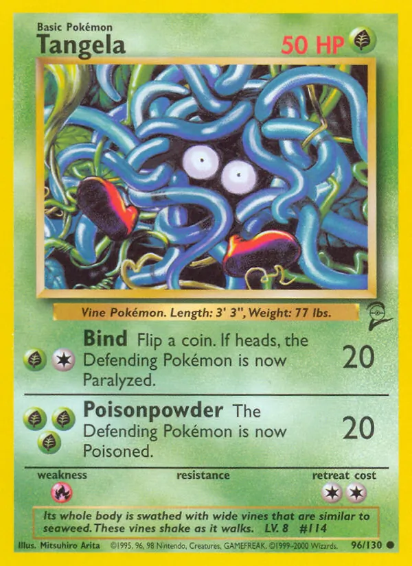 Carta Tangela, número 96/130 da coleção Base Set 2