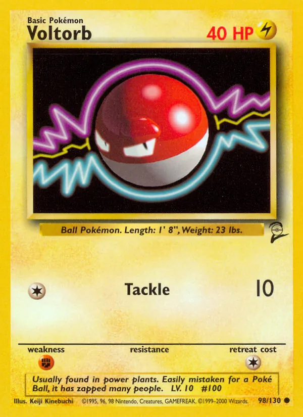 Carta Voltorb, número 98/130 da coleção Base Set 2