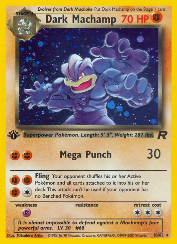 Carta Dark Machamp, número 10/82 da coleção Team Rocket