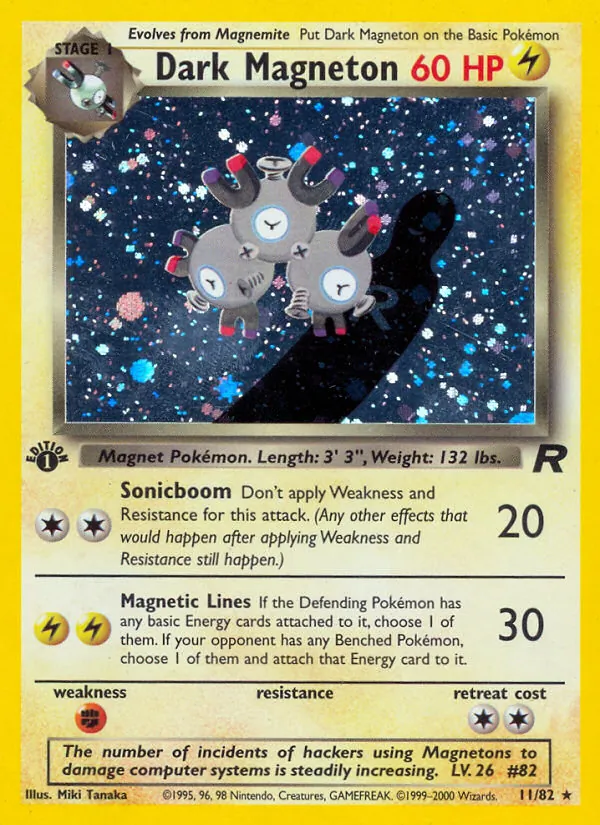 Carta Dark Magneton, número 11/82 da coleção Team Rocket