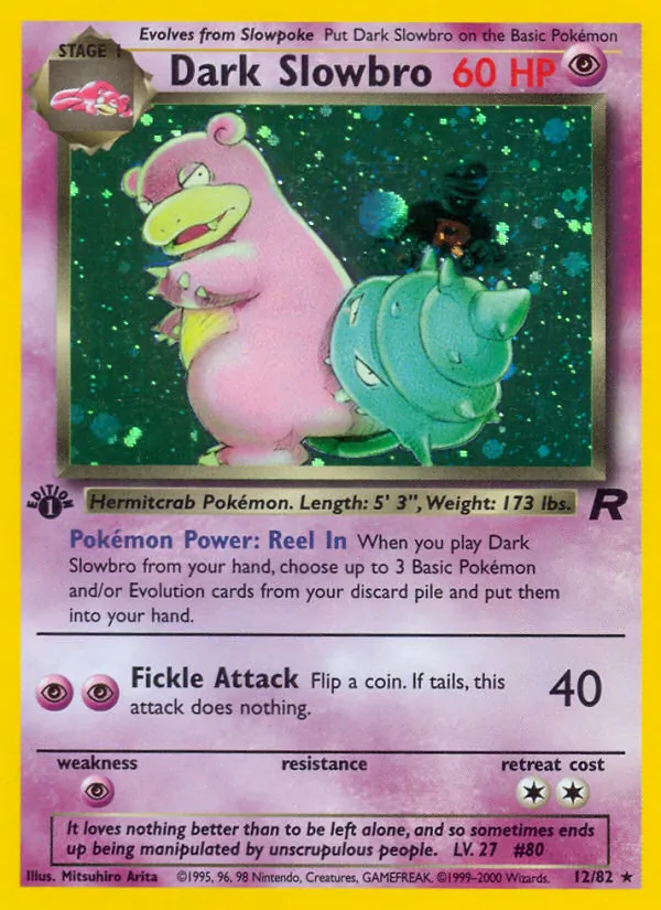 Carta Dark Slowbro, número 12/82 da coleção Team Rocket