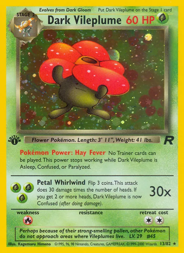 Carta Dark Vileplume, número 13/82 da coleção Team Rocket