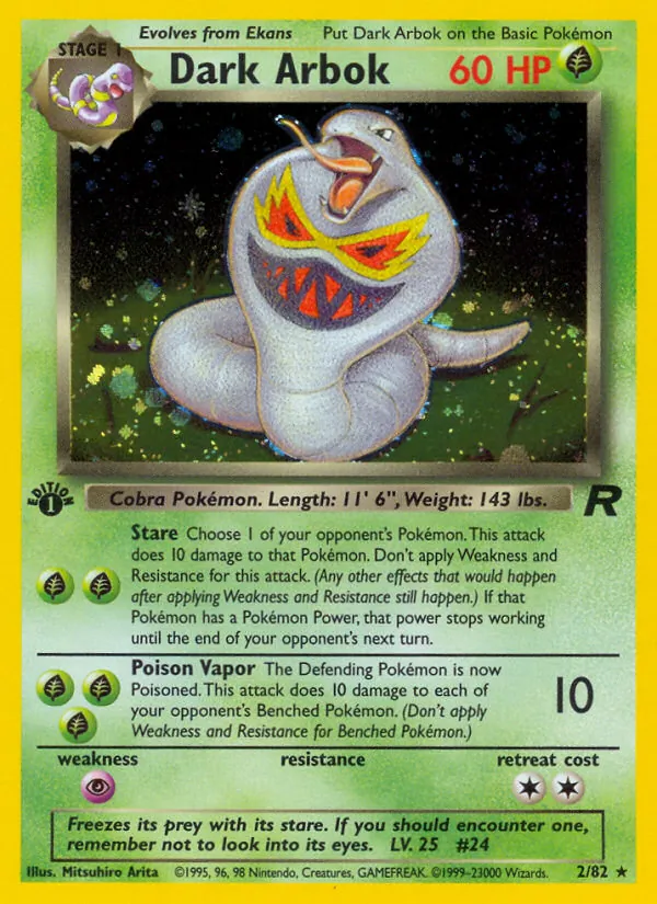 Carta Dark Arbok, número 2/82 da coleção Team Rocket