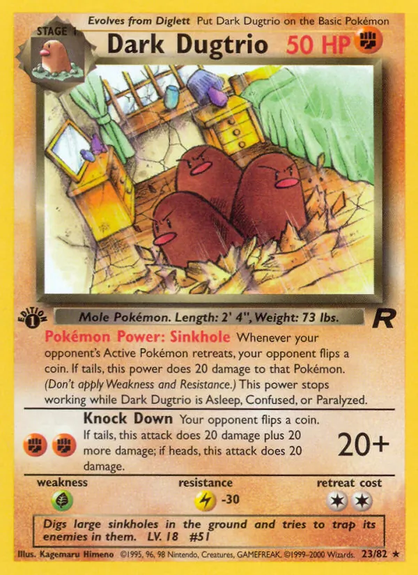 Carta Dark Dugtrio, número 23/82 da coleção Team Rocket