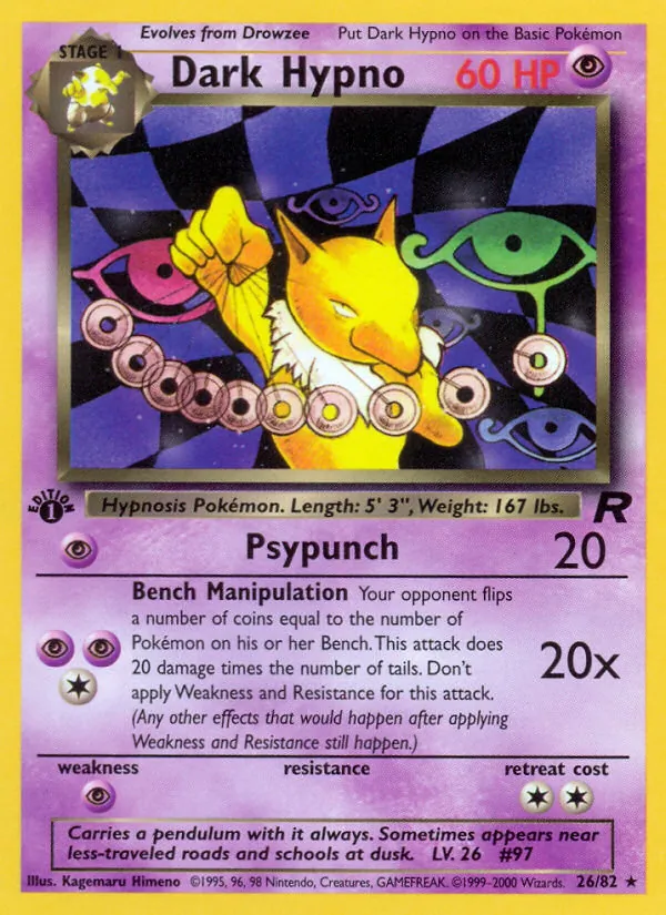 Carta Dark Hypno, número 26/82 da coleção Team Rocket